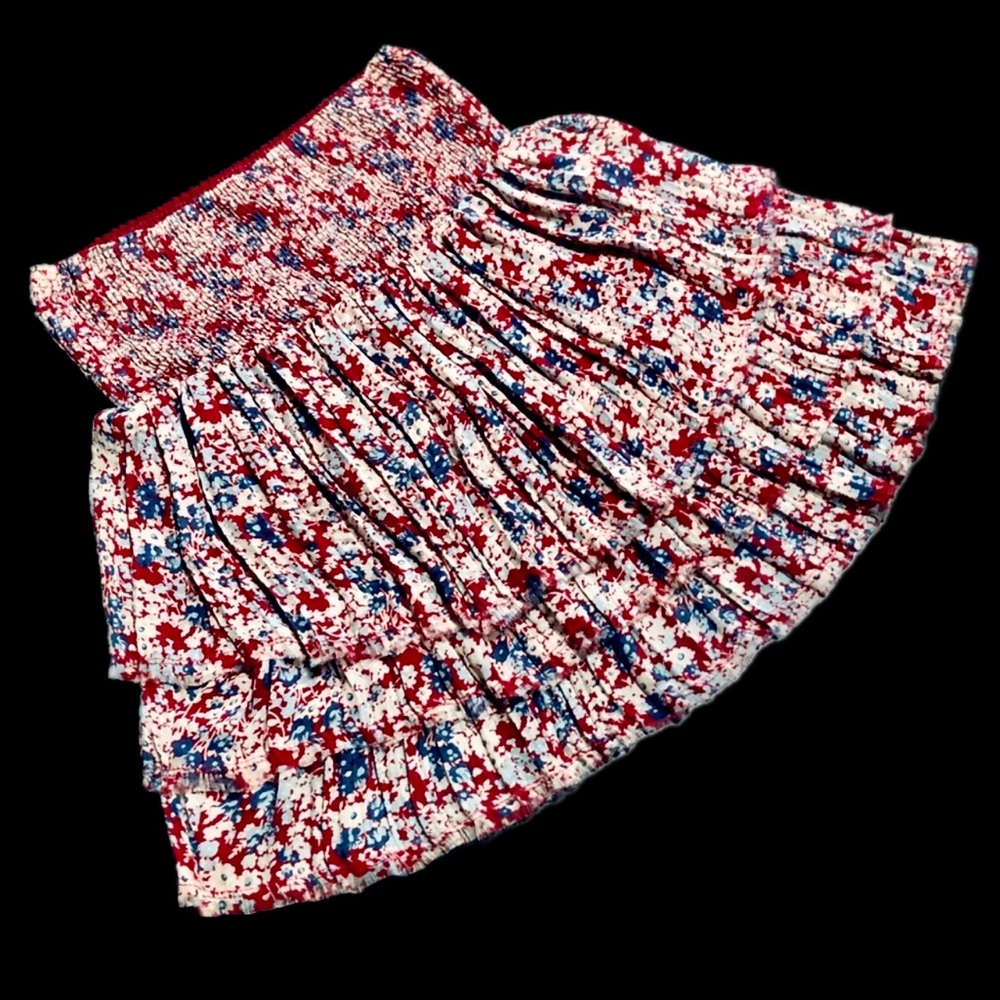 Vintage Free People Strapless Floral Tube Top/Skirt Tiered Front/Back Raw Hem - Picture 5 of 15
